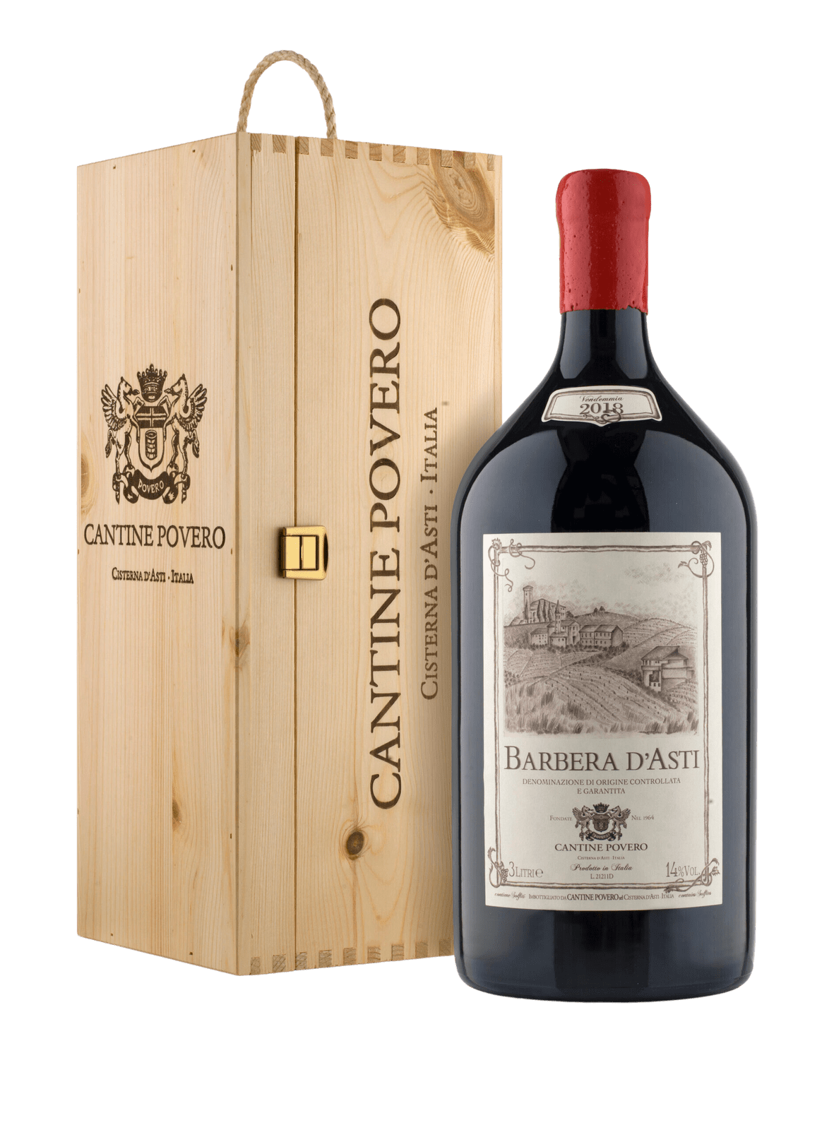 Barbera d' Asti Jeroboam (3L) incl. houten wijnkist