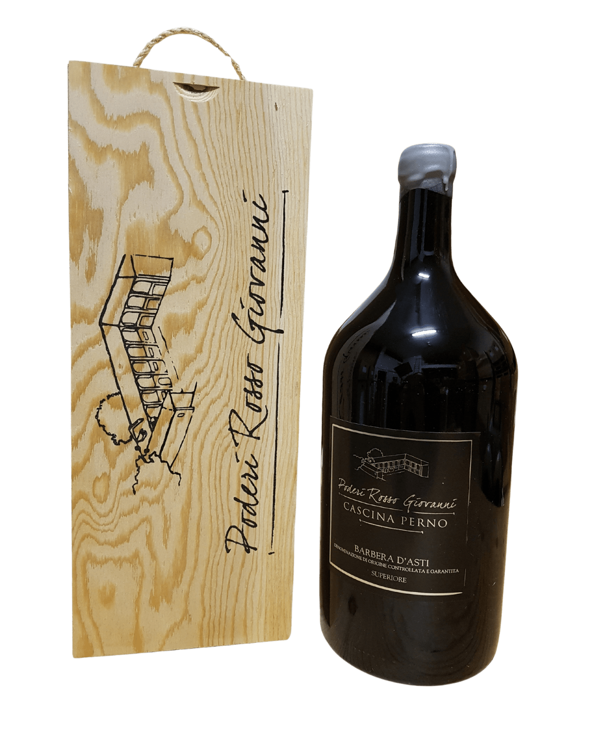 Barbera d' Asti Cascina Perno Superiore Jeroboam (3L) incl. houten wijnkist